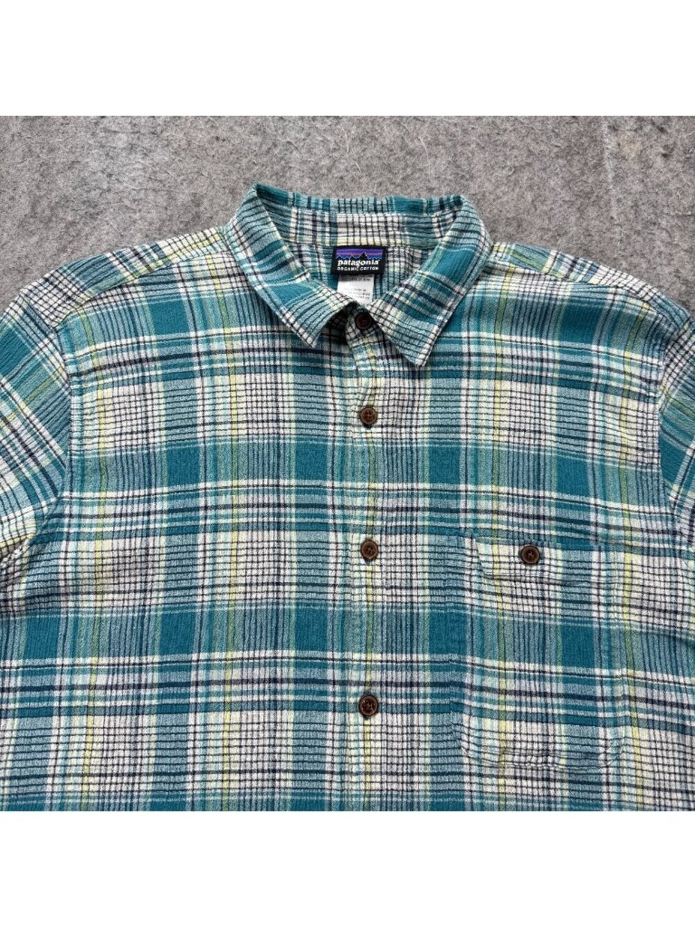 Patagonia A/C Shirt Men XL Blue Gray Gauze Plaid 52921 Organic Button Down